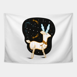 Reindeer Christmas decoration on night background Tapestry