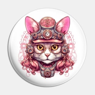 Pink Steampunk Cat Pin