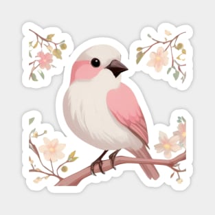 Little Pink Bird Missing a Foot, Resting on a Cherry Tree Branch Magnet