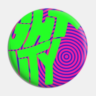 Fight Sanity Acid Psychedelic Green and Purple Pattern Pin