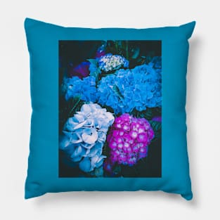 Blue Pink Vintage Floral Plants Pillow