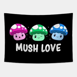 Polysexual Pride Flag Month Mushroom Polysexuality Cute Fungi Tapestry