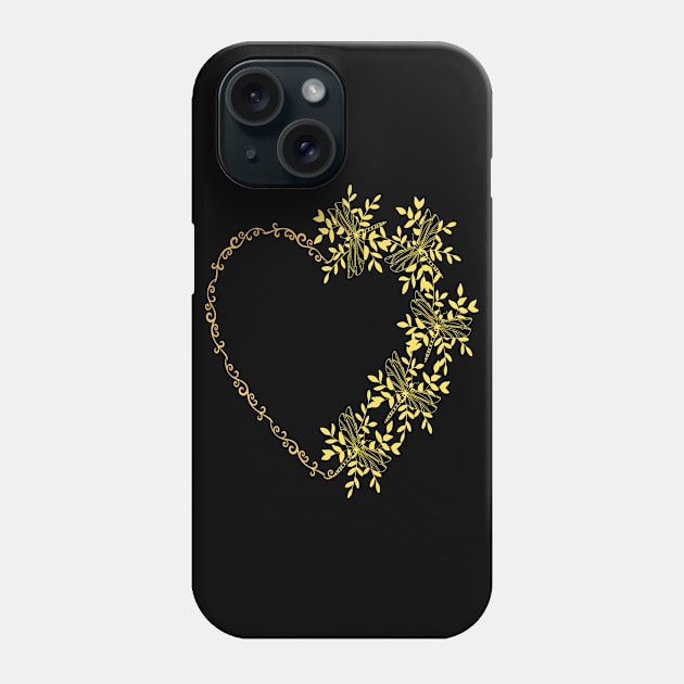 Cute colorful heart with dragonflies Phone Case by JustBeSatisfied