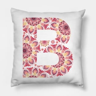 Mandala Letter Capital B Pink Pillow