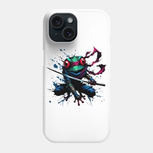 Cool Ninja Samurai Frog Ink Splash Anime Art Phone Case