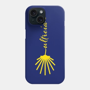 Ultreia Typography Santiago Compostela Yellow Scallop Shell Phone Case