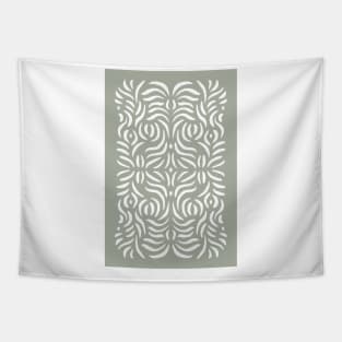 Sage green abstract line art pattern Tapestry