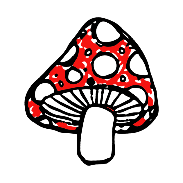 Mushroom Doodle Black by Mijumi Doodles