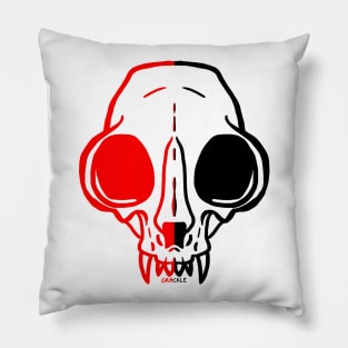 Split Color Cat Skull Pillow