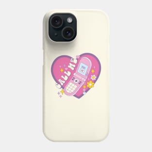 Call Me - Retro Phone with Hearts, Flowers and Stars Phone Case