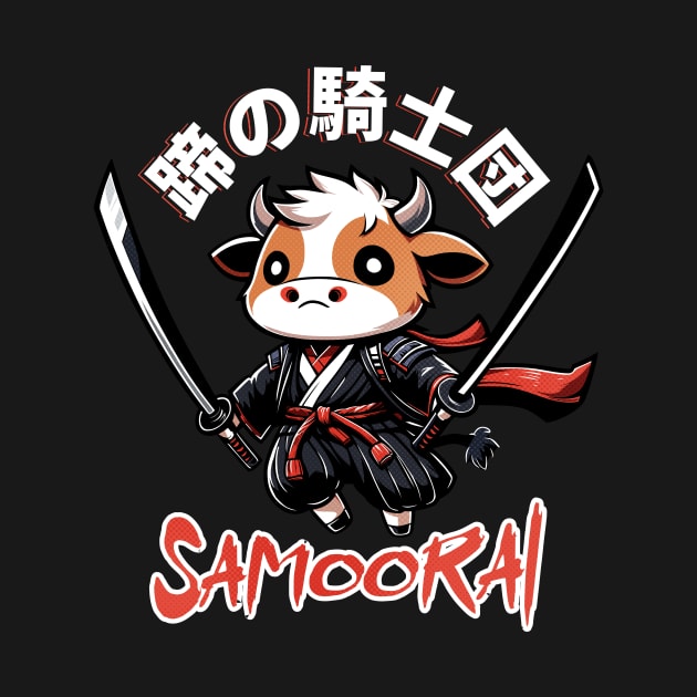 Samoorai - Cute Chibi Samurai Cow by Designed By Marty