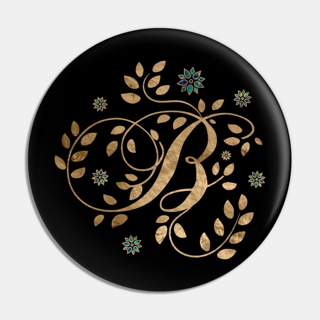 Luxury Golden Calligraphy Monogram with letter B Pin by Nartissima