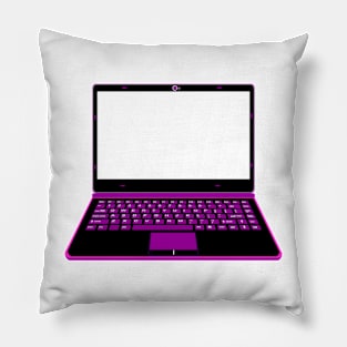 realistic laptop vector illustration in black and purple color Pillow