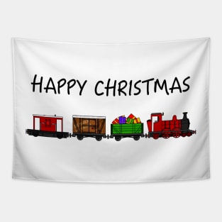 Christmas 2020 Steam Train Locomotive and Festive Wagons Tapestry