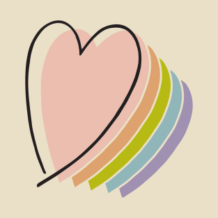 boho rainbow heart design line art heart T-Shirt