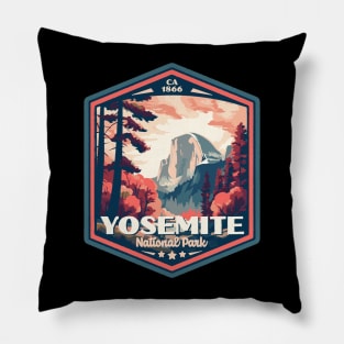 Yosemite National Park Vintage WPA Style Outdoor Badge Pillow
