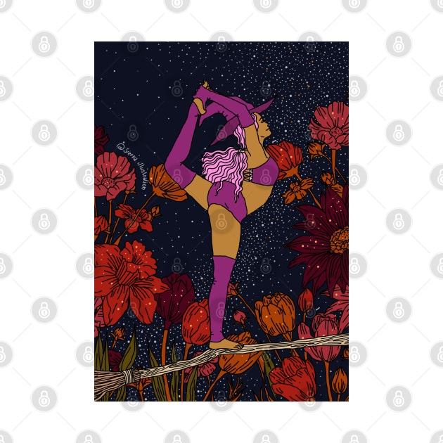 Halloween Witches Namaste Dancer Yoga by Sierraillustration