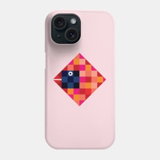 Cardinal Bird in Square Checkered Flag Pixel Style Phone Case