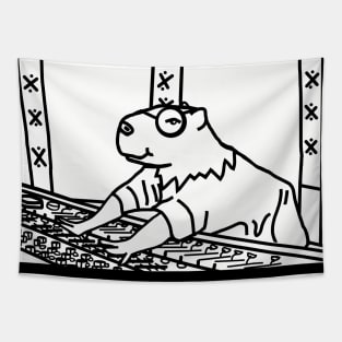 Music Producer Capybara Line Drawing Tapestry