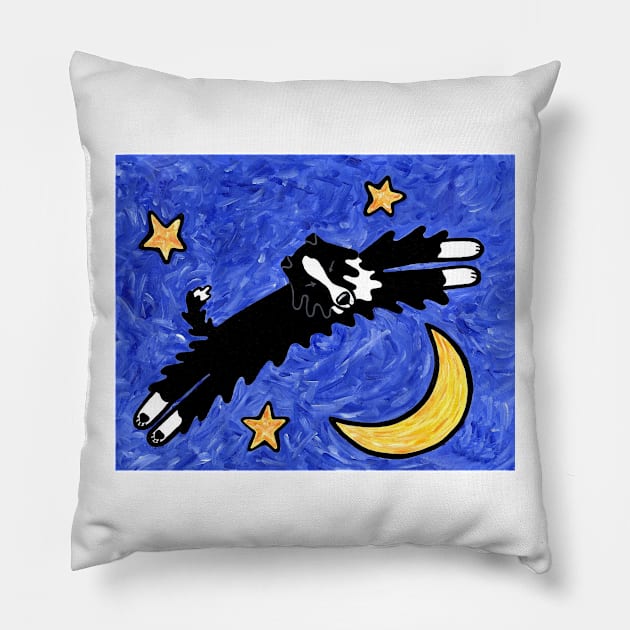 Border Collie Dream (print) Pillow by dogartgallery