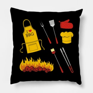 Barbeque Icons on Black Pillow