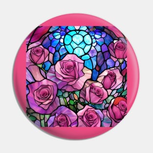 Stained Glass Roses Pin