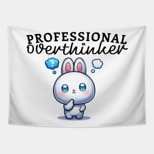 Professional overthinker featuring cute bunny Funny Anxiety Tapestry