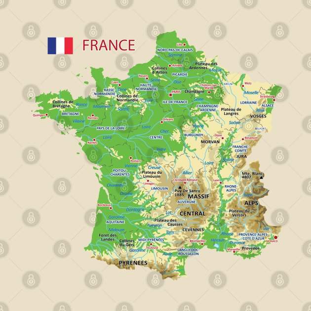 Geographic map of France by AliJun