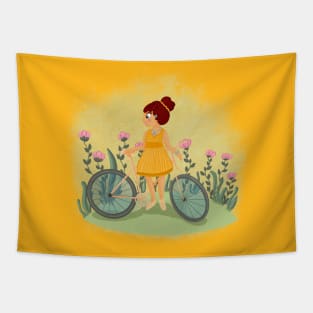 Summer trip with bicycle Tapestry