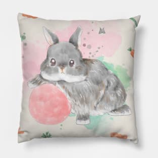 Black Netherland Dwarf Rabbit with cute Ball Pillow