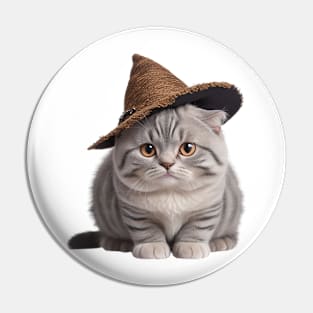 Cute Scottish Fold Witch Pin