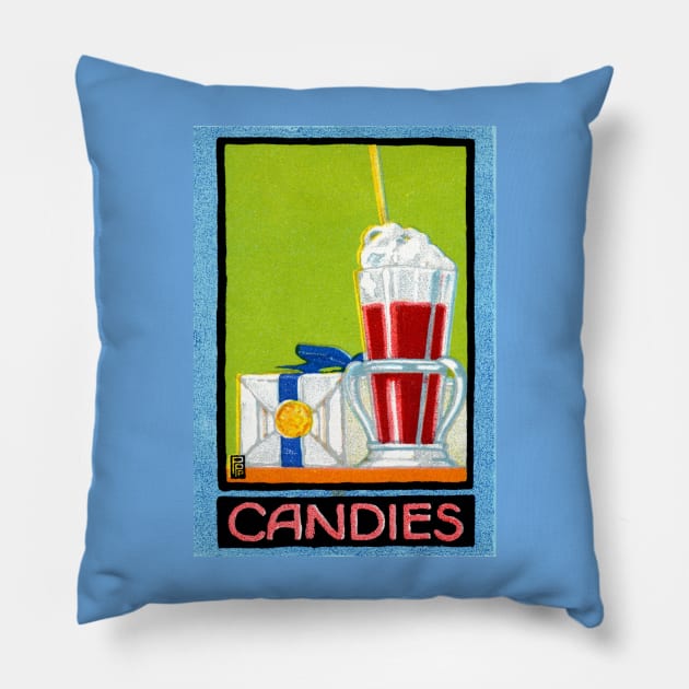 Vintage Candies Pillow by historicimage