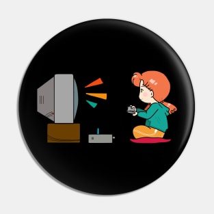 Chibi Anime Girl Playing Retro Games Drawing Pin