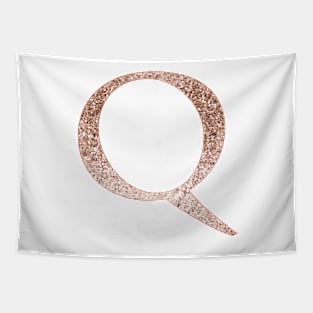 Q rose gold glitter monogram letter Tapestry