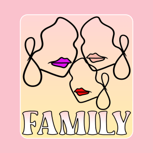 LINE ART FACE FAMILY T-Shirt