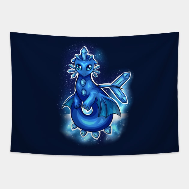 Sapphire Dragon : Cute Crystal Dragon Tapestry by Shirin Illustration