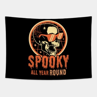 Spooky All Year Round - Funny Halloween Skull Skeleton Retro Tapestry