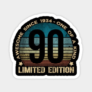 90Th Birthday 90 Year Old 1934 Limited Edition Magnet