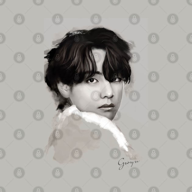 Taehyung b&w by GwynArt