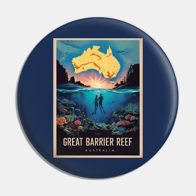 Vintage Retro Great Barrier Reef Adventure Pin by POD24