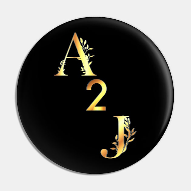 Golden A 2 J Pin by Blue Butterfly Designs 