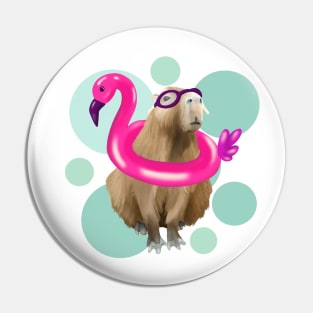 Cute Capybara Pool Party Pin