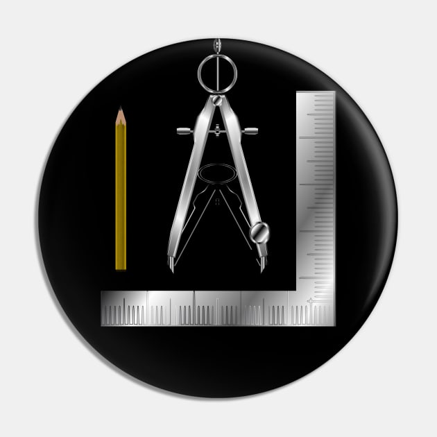Pencil Square and Compass Pin by geodesyn
