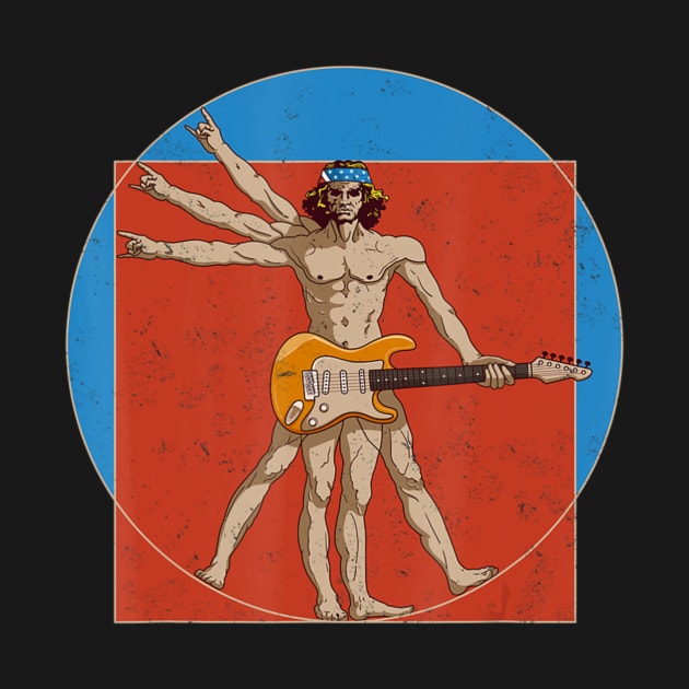 Vitruvian Man Guitar Player Da Vinci Guitarist Usa Rocker by HandMadingGift