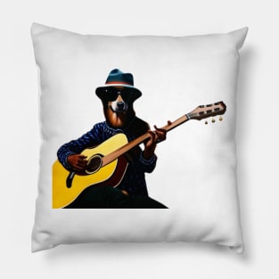 Coolest Dog playing guitar Pillow