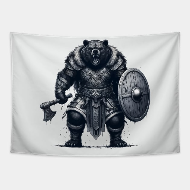 Norse Mythology Viking Warrior Bear Berserker Tapestry by TomFrontierArt