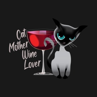 Cat mother wine lover (light lettering) T-Shirt