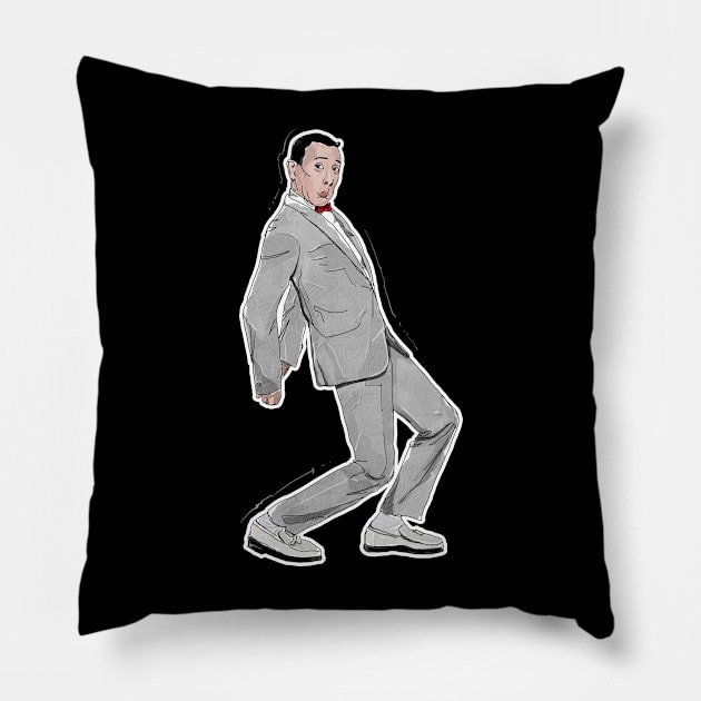 Awsome Pee Wee Watercolor Pillow by GLORIADEWATA