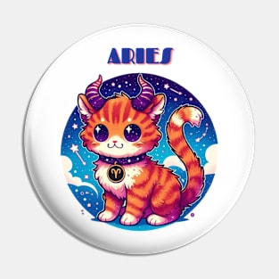Aries Zodiac Cat Pin