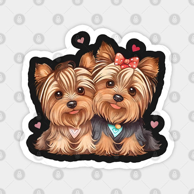 Valentines Day cute Yorkies - I steal hearts Magnet by Cardies
